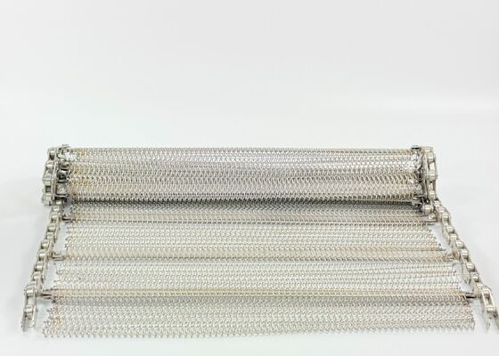 स्टेनलेस स्टील संतुलित बुना तार जाल बेल्ट के साथ रोलर चेन के लिए कन्वेयर, खाद्य ग्रेड सब्जी सफाई कन्वेयर बेल्ट