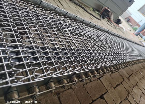 मिट्टी उपचार मशीन 4 मिमी तार श्रृंखला कन्वेयर बेल्ट 304 स्टेनलेस स्टील